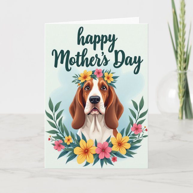 Sweet Mothers Day Dog Floral Card (Front)