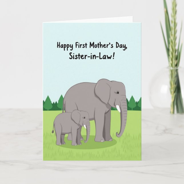 Sweet Mothers Day Elephants Card (Front)