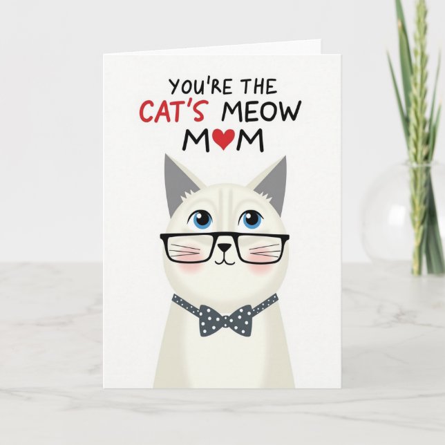 Sweet Mothers Day Feline Art Card (Front)