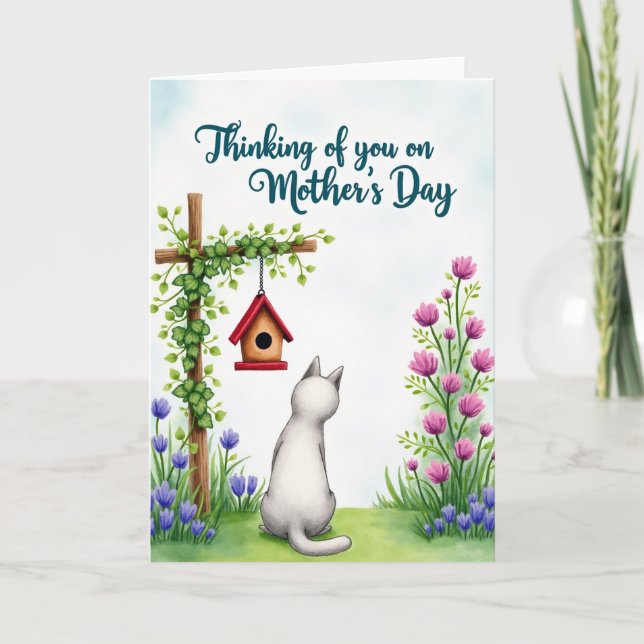 Sweet Mothers Day Feline Lawn Card (Front)