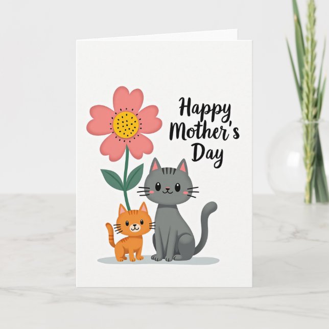 Sweet Mothers Day Felines Card (Front)