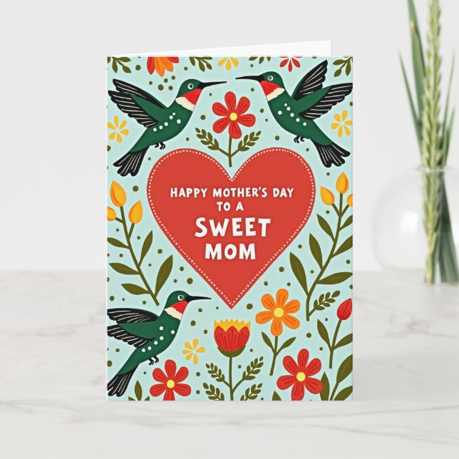 Sweet Mothers Day Floral Art Card (Front)