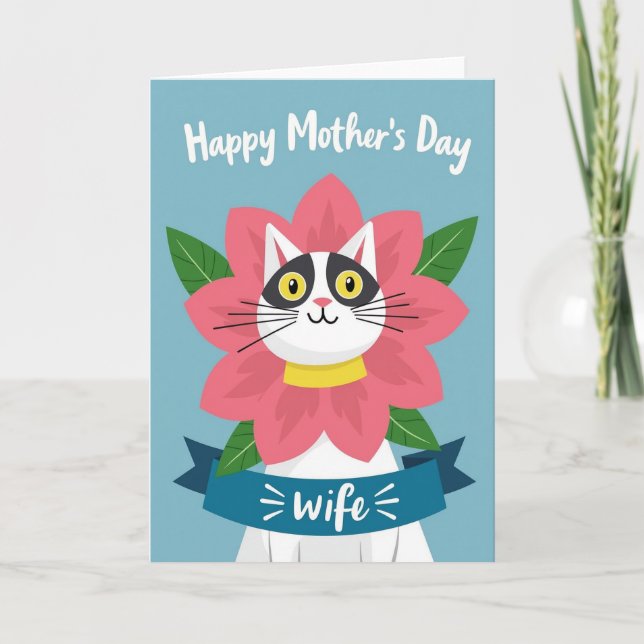 Sweet Mothers Day Floral Cat Card (Front)