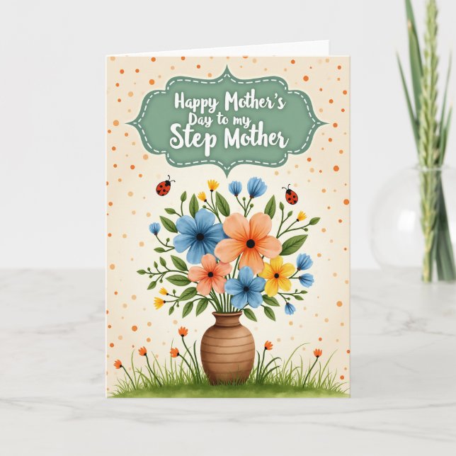 Sweet Mothers Day Floral Vase Card (Front)