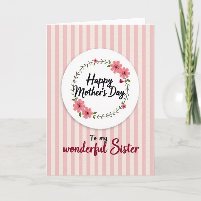 Sweet Mothers Day Floral Wreath Card (Front)