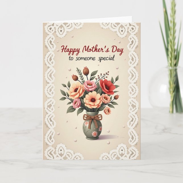 Sweet Mothers Day Flower Art Card (Front)