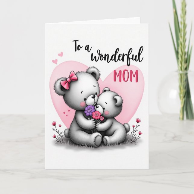 Sweet Mothers Day Fluffy Hug Card (Front)