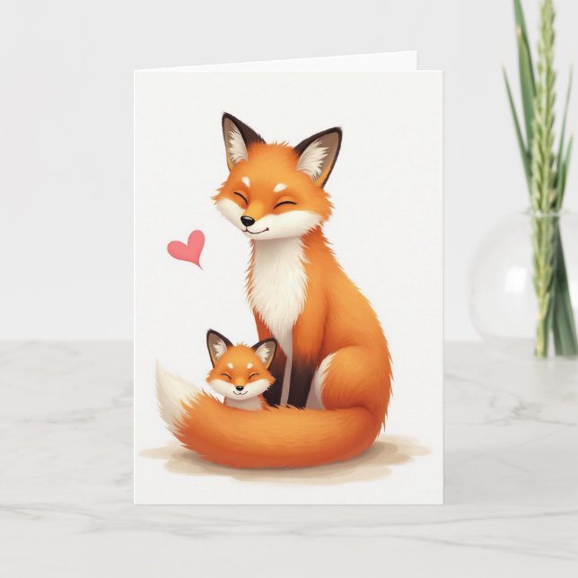 Sweet Mothers Day Fox Family Card (Front)