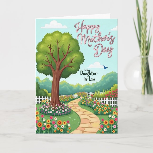 Sweet Mothers Day Garden Scene Card (Front)