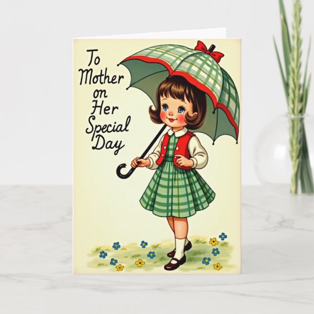 Sweet Mothers Day Girl Art Card (Front)