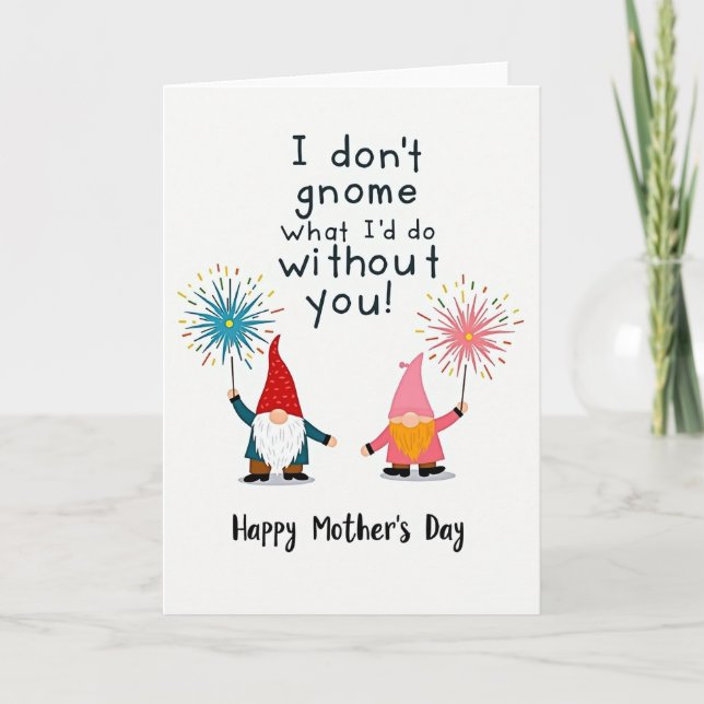Sweet Mothers Day Gnome Card (Front)
