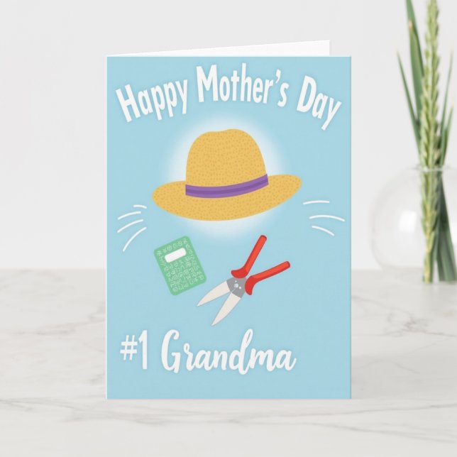 Sweet Mothers Day Hat Design Card (Front)