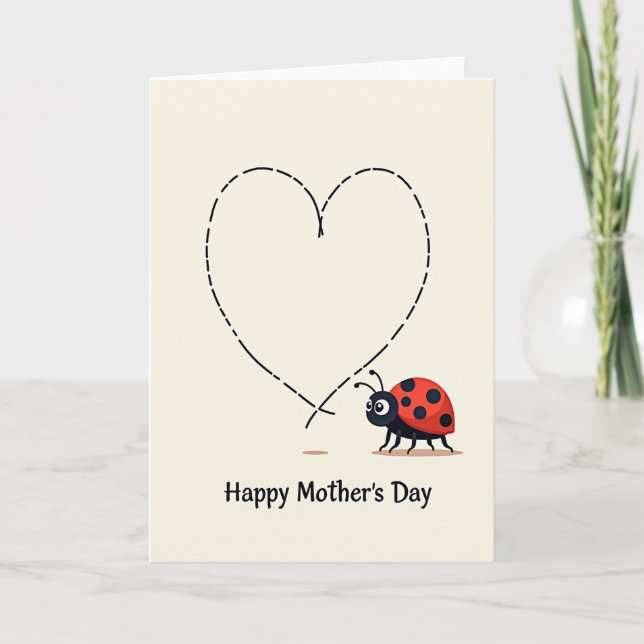 Sweet Mothers Day Heart Bug Card (Front)