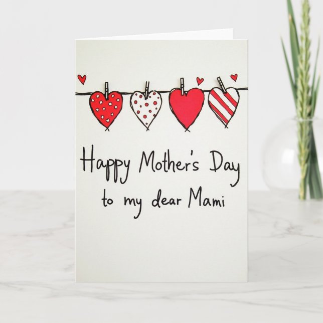 Sweet Mothers Day Hearts Design Card (Front)