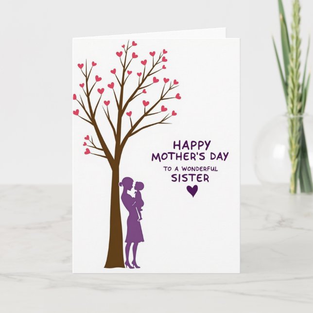 Sweet Mothers Day Hearts Tree Card (Front)