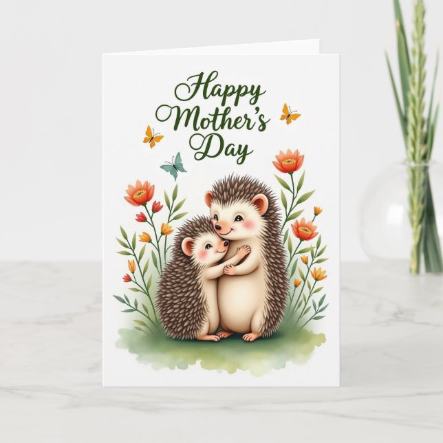 Sweet Mothers Day Hedgehog Card (Front)