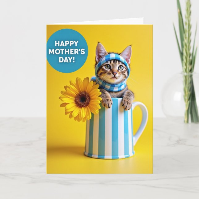 Sweet Mothers Day Kitten Flower Card (Front)