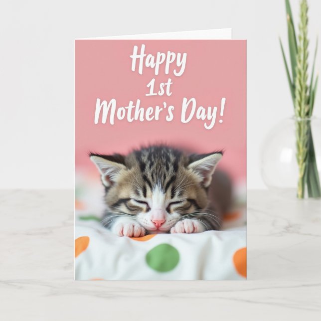 Sweet Mothers Day Kitten Nap Card (Front)