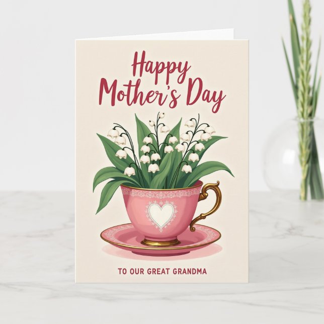 Sweet Mothers Day Lace Teacup Card (Front)