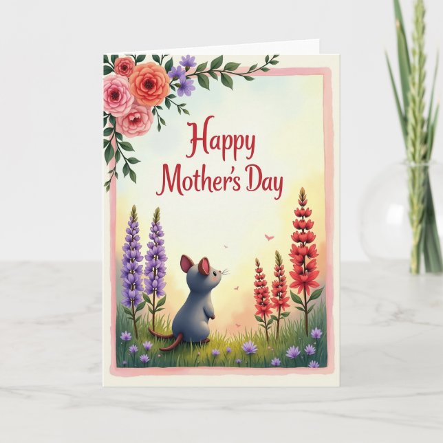 Sweet Mothers Day Mouse Scene Card (Front)