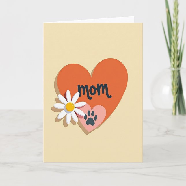 Sweet Mothers Day Orange Heart Card (Front)