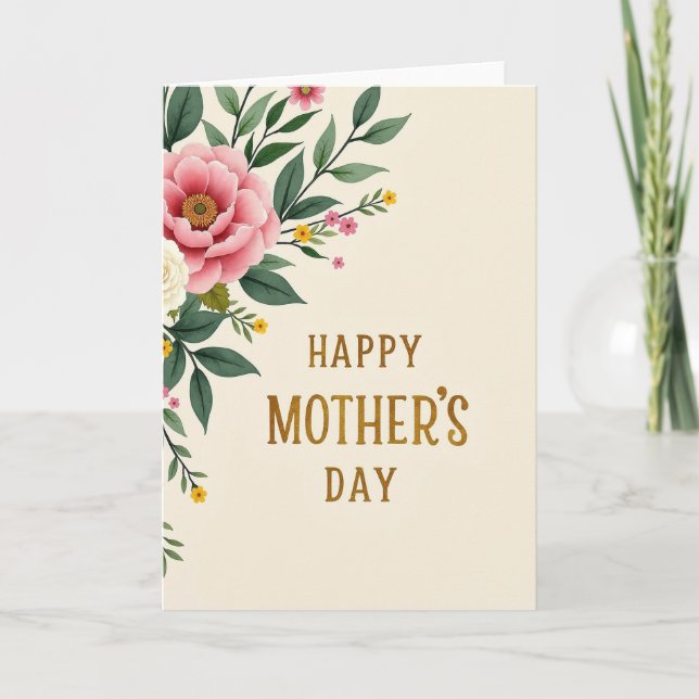 Sweet Mothers Day Peony Card (Front)