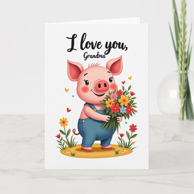Sweet Mothers Day Piglet Card (Front)