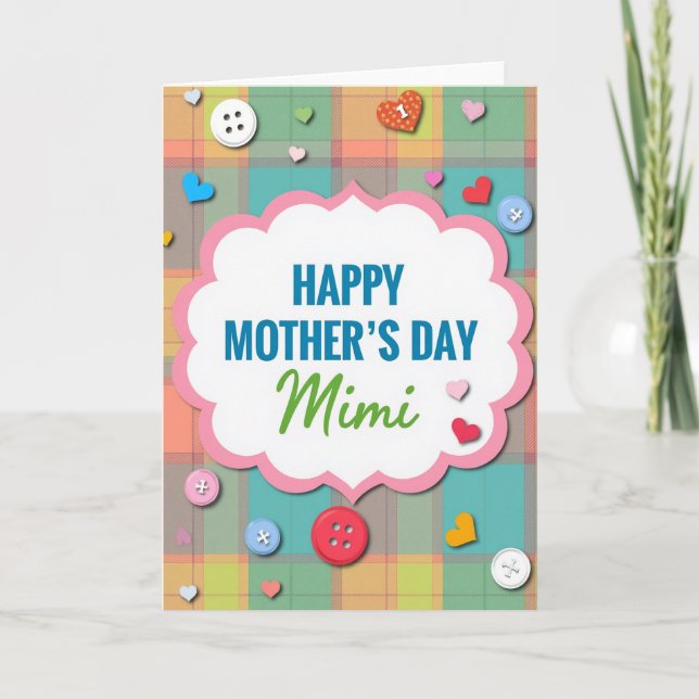 Sweet Mothers Day Plaid Card (Front)