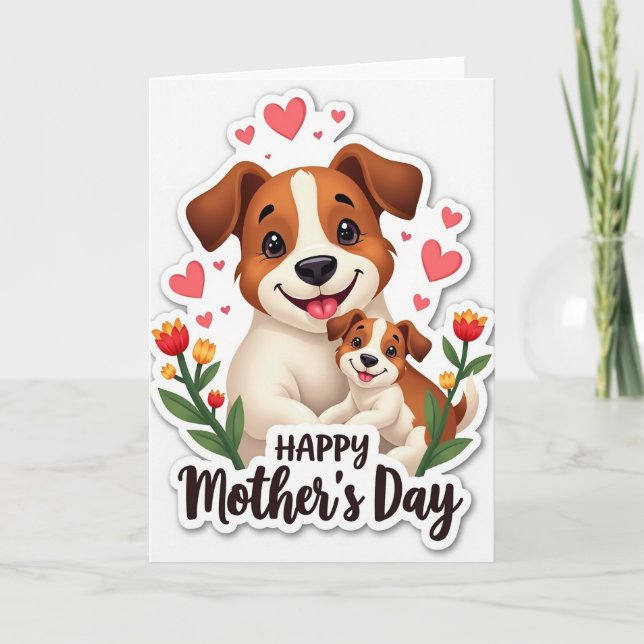 Sweet Mothers Day Pup Hug Card (Front)