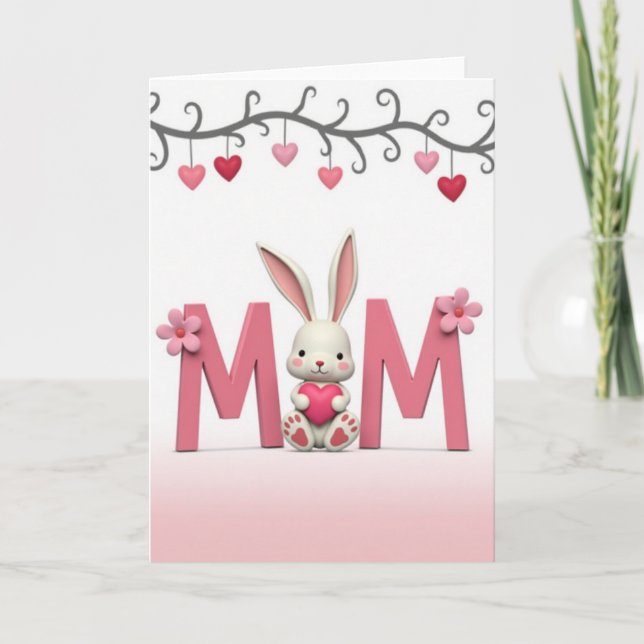 Sweet Mothers Day Rabbit Art Card (Front)