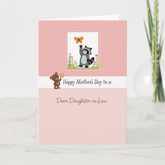 Sweet Mothers Day Raccoon Card (Front)