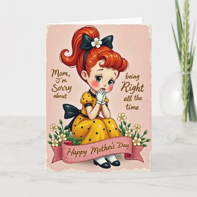 Sweet Mothers Day Retro Style Card (Front)