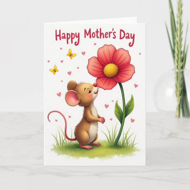 Sweet Mothers Day Rodent Flower Card (Front)