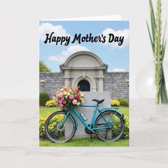Sweet Mothers Day Rose Bicycle Card (Front)
