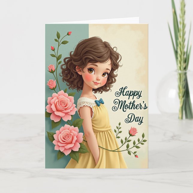 Sweet Mothers Day Rose Blossom Card (Front)