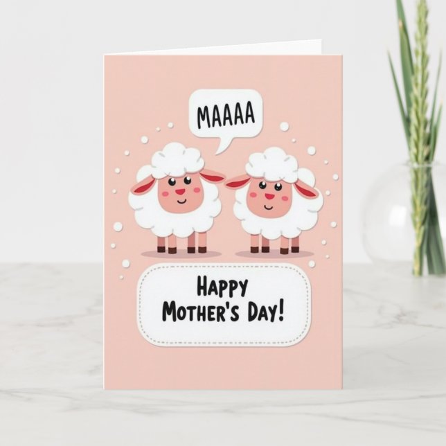 Sweet Mothers Day Sheep Art Card (Front)