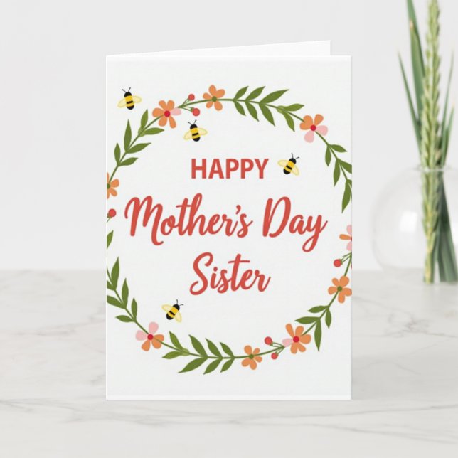 Sweet Mothers Day Sister Wreath Card (Front)