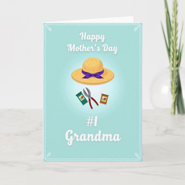 Sweet Mothers Day Straw Hat Card (Front)