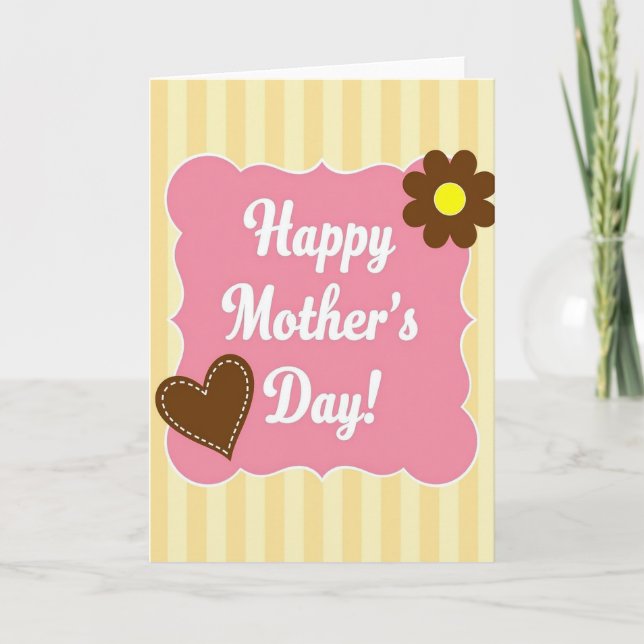 Sweet Mothers Day Striped Card (Front)