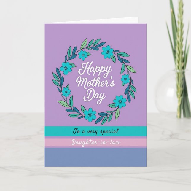 Sweet Mothers Day Teal Bouquet Card (Front)