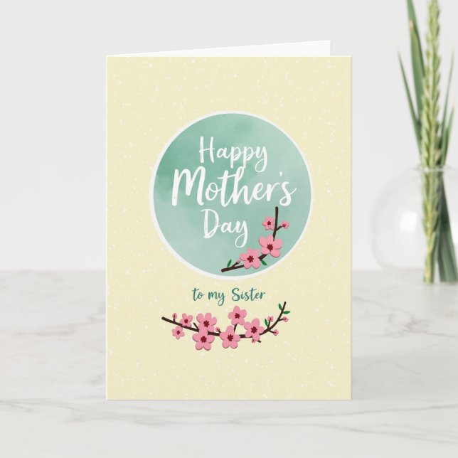 Sweet Mothers Day Teal Watercolor Card (Front)