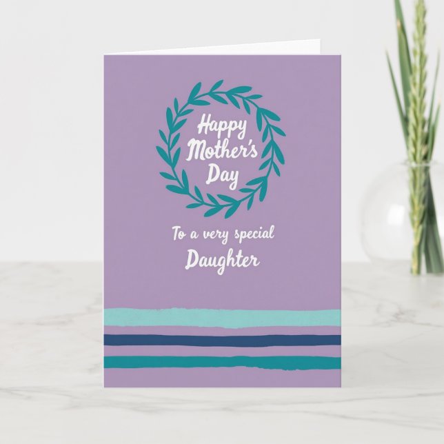 Sweet Mothers Day Teal Wreath Card (Front)