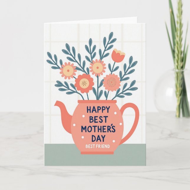 Sweet Mothers Day Teapot Bouquet Card (Front)