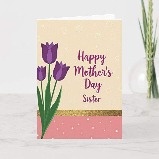 Sweet Mothers Day Tulip Art Card (Front)