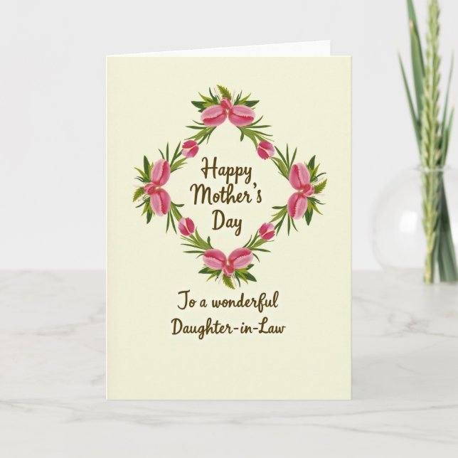 Sweet Mothers Day Tulip Wreath Card (Front)