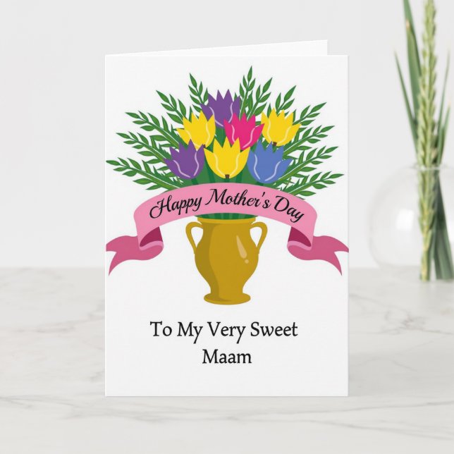 Sweet Mothers Day Vase Art Card (Front)