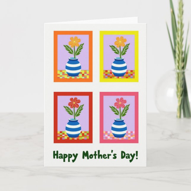 Sweet Mothers Day Vases Card (Front)