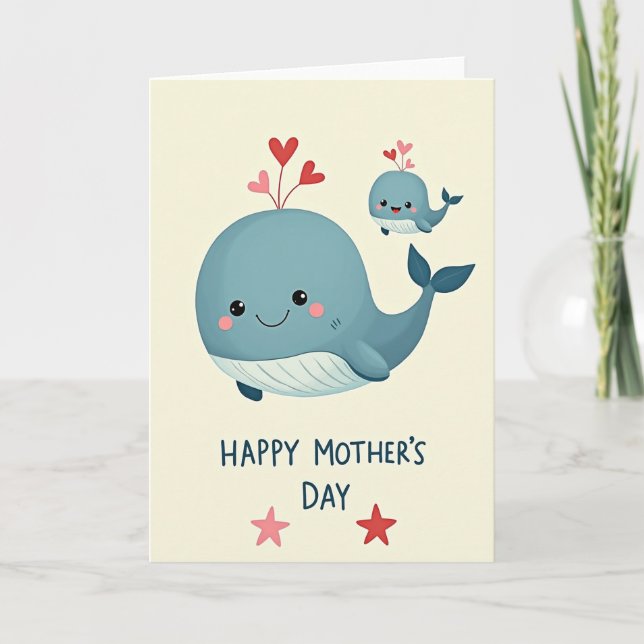 Sweet Mothers Day Whale Card (Front)