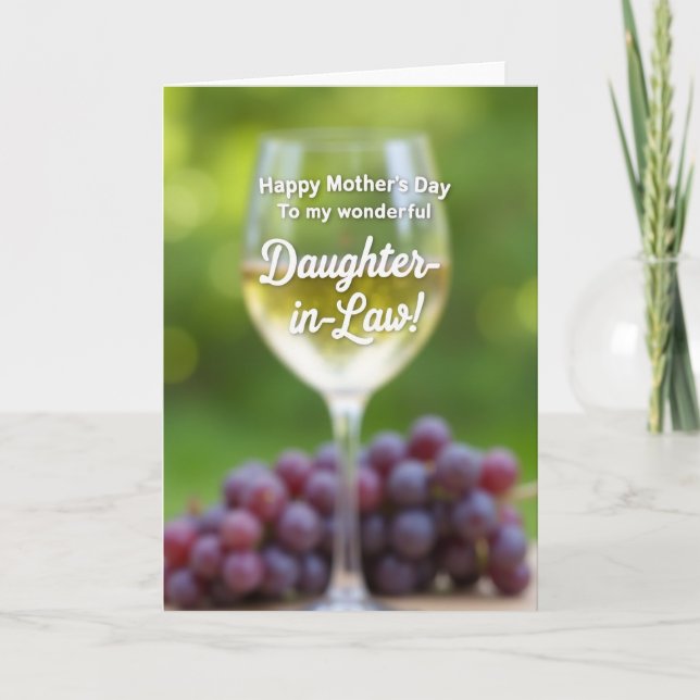 Sweet Mothers Day Wine Glass Card (Front)