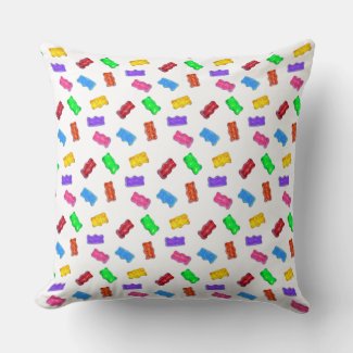 Sweet multicolored bear candy pattern on white